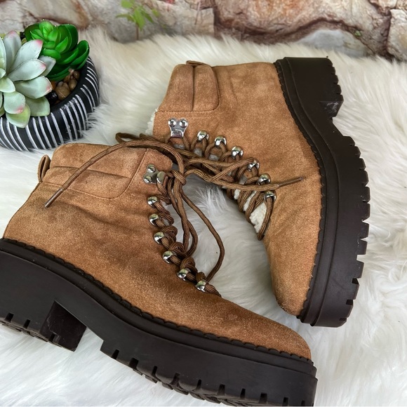 MARC FISHER Nairy Suede Hiking Boots with Chunky Soles, 7.5 - Picture 11 of 12